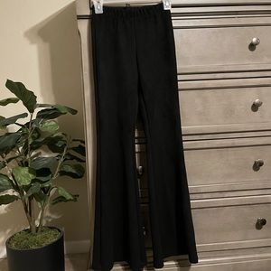 Black suede bell bottoms